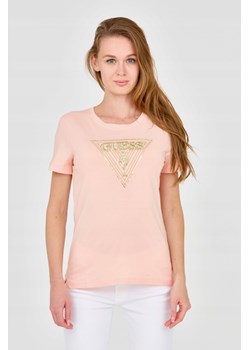 GUESS Damski t-shirt z dużym zdobionym logo, Wybierz rozmiar XL ze sklepu outfit.pl w kategorii Bluzki damskie - zdjęcie 165009615