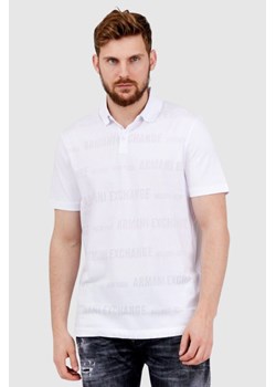 ARMANI EXCHANGE Biała męska koszulka polo w logo, Wybierz rozmiar L ze sklepu outfit.pl w kategorii T-shirty męskie - zdjęcie 165009837