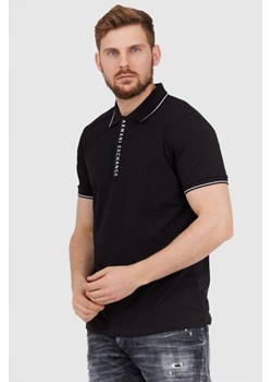 ARMANI EXCHANGE Czarna męska koszulka polo na suwak, Wybierz rozmiar S ze sklepu outfit.pl w kategorii T-shirty męskie - zdjęcie 165009845