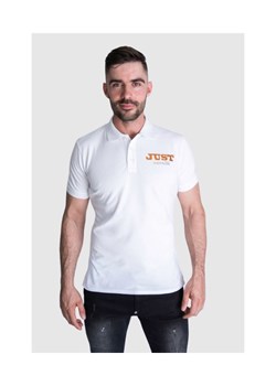 JUST CAVALLI Koszulka polo męska, biała złoto srebrne logo, Rozmiar S ze sklepu outfit.pl w kategorii T-shirty męskie - zdjęcie 165010239