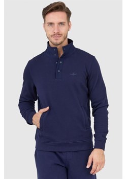 AERONAUTICA MILITARE Granatowa bluza męska na zatrzaski, Wybierz rozmiar L ze sklepu outfit.pl w kategorii Bluzy męskie - zdjęcie 165010435