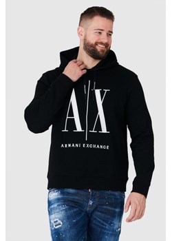 ARMANI EXCHANGE Czarna bluza męska z kapturem i wyszywanym logo, Wybierz rozmiar XL ze sklepu outfit.pl w kategorii Bluzy męskie - zdjęcie 165010478