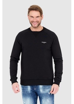 BALMAIN Czarna bluza męska z małym aksamitnym logo, Wybierz rozmiar S ze sklepu outfit.pl w kategorii Bluzy męskie - zdjęcie 165010517