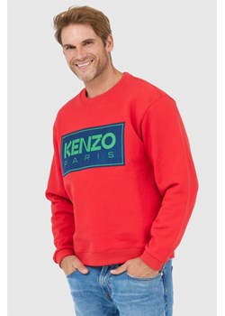 KENZO Czerwona bluza męska z aplikacją z logo, Wybierz rozmiar L ze sklepu outfit.pl w kategorii Bluzy męskie - zdjęcie 165010885