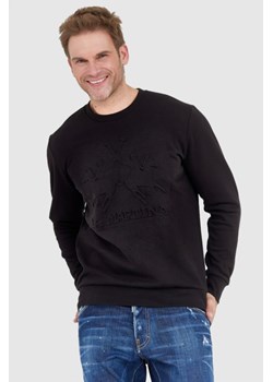 LA MARTINA Czarna bluza męska z tłoczonym logo, Wybierz rozmiar 3XL ze sklepu outfit.pl w kategorii Bluzy męskie - zdjęcie 165010906