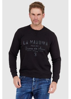 LA MARTINA Czarna bluza męska z vintage logo, Wybierz rozmiar 3XL ze sklepu outfit.pl w kategorii Bluzy męskie - zdjęcie 165010915