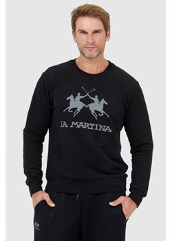 LA MARTINA Czarna bluza męska z szarym logo, Wybierz rozmiar 3XL ze sklepu outfit.pl w kategorii Bluzy męskie - zdjęcie 165010929