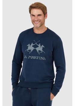 LA MARTINA Granatowa bluza męska z szarym logo, Wybierz rozmiar M ze sklepu outfit.pl w kategorii Bluzy męskie - zdjęcie 165010977