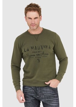 LA MARTINA Zielona bluza męska z vintage logo, Wybierz rozmiar 3XL ze sklepu outfit.pl w kategorii Bluzy męskie - zdjęcie 165010985