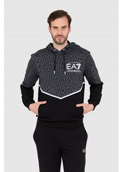 EA7 Czarno-szara bluza z kapturem w moro, Wybierz rozmiar XXL ze sklepu outfit.pl w kategorii Bluzy męskie - zdjęcie 165011307