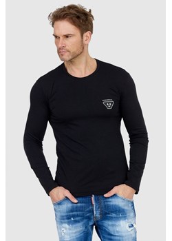 EMPORIO ARMANI Czarny longsleeve męski z emotką, Wybierz rozmiar XL ze sklepu outfit.pl w kategorii T-shirty męskie - zdjęcie 165011469