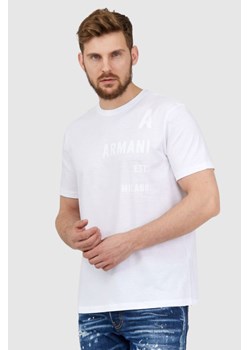 ARMANI EXCHANGE Biały t-shirt męski z białym logo, Wybierz rozmiar S ze sklepu outfit.pl w kategorii T-shirty męskie - zdjęcie 165013605
