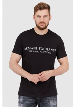 ARMANI EXCHANGE Czarny t-shirt męski z aplikacją z logo, Wybierz rozmiar L ze sklepu outfit.pl w kategorii T-shirty męskie - zdjęcie 165013617