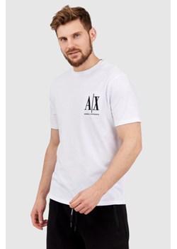 ARMANI EXCHANGE Biały t-shirt męski z wyszywanym logo, Wybierz rozmiar L ze sklepu outfit.pl w kategorii T-shirty męskie - zdjęcie 165013629