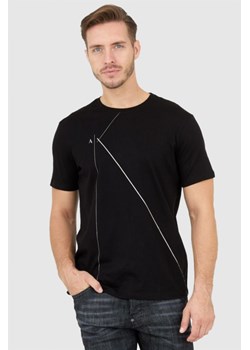 ARMANI EXCHANGE Czarny t-shirt męski ze srebrnym logo, Wybierz rozmiar L ze sklepu outfit.pl w kategorii T-shirty męskie - zdjęcie 165013637