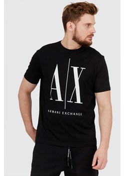 ARMANI EXCHANGE Czarny t-shirt męski z dużym logo, Wybierz rozmiar M ze sklepu outfit.pl w kategorii T-shirty męskie - zdjęcie 165013648