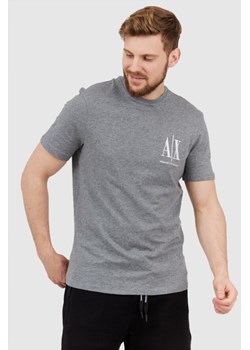 ARMANI EXCHANGE Szary t-shirt męski z wyszywanym logo, Wybierz rozmiar L ze sklepu outfit.pl w kategorii T-shirty męskie - zdjęcie 165013717