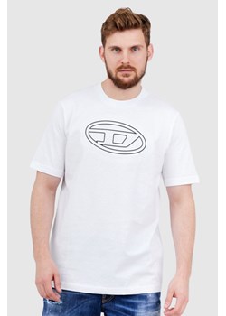 DIESEL Biały t-shirt męski z wytłaczanym logo, Wybierz rozmiar L ze sklepu outfit.pl w kategorii T-shirty męskie - zdjęcie 165013795