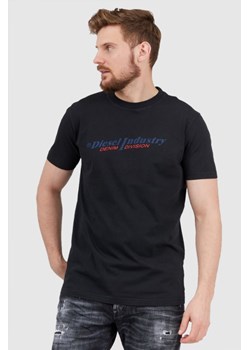 DIESEL Czarny t-shirt męski z granatowym logo, Wybierz rozmiar S ze sklepu outfit.pl w kategorii T-shirty męskie - zdjęcie 165013815