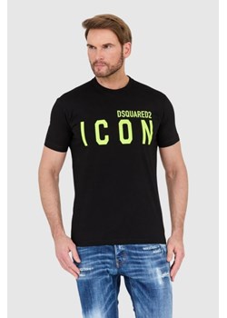 DSQUARED2 Czarny t-shirt męski z neonowym logo icon, Wybierz rozmiar S ze sklepu outfit.pl w kategorii T-shirty męskie - zdjęcie 165013876