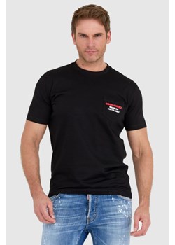 DSQUARED2 Czarny t-shit męski z kieszonką, Wybierz rozmiar L ze sklepu outfit.pl w kategorii T-shirty męskie - zdjęcie 165013899