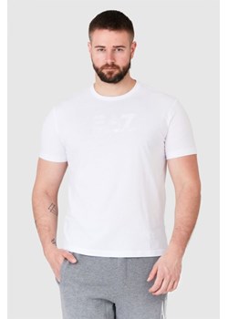 EA7 Biały t-shirt męski z aplikacją z logo, Wybierz rozmiar M ze sklepu outfit.pl w kategorii T-shirty męskie - zdjęcie 165013936