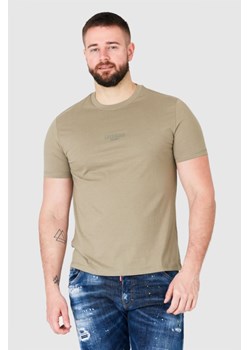 GUESS Khaki t-shirt męski z aplikacją z logo, Wybierz rozmiar L ze sklepu outfit.pl w kategorii T-shirty męskie - zdjęcie 165014118