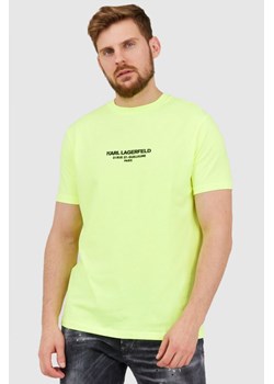 KARL LAGERFELD Neonowy t-shirt męski z wypukłym logo, Wybierz rozmiar S ze sklepu outfit.pl w kategorii T-shirty męskie - zdjęcie 165014178
