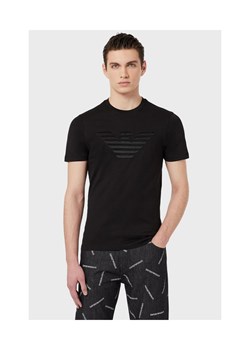 EMPORIO ARMANI T-shirt męski, czarny wyszywane logo, Rozmiar S ze sklepu outfit.pl w kategorii T-shirty męskie - zdjęcie 165014368