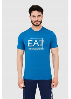 EA7 Niebieski męski t-shirt z dużym logo, Wybierz rozmiar XXL ze sklepu outfit.pl w kategorii T-shirty męskie - zdjęcie 165014637