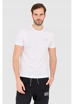 EA7 Biały t-shirt męski z małym szarym logo, Wybierz rozmiar XXL ze sklepu outfit.pl w kategorii T-shirty męskie - zdjęcie 165014759