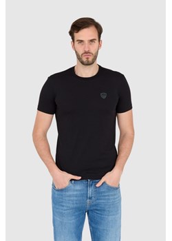 EA7 Czarna koszulka męska z naszywką z logo, Wybierz rozmiar XXL ze sklepu outfit.pl w kategorii T-shirty męskie - zdjęcie 165014879