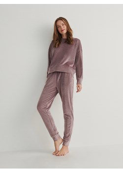 Reserved - Dwuczęściowa piżama z weluru - fioletowy ze sklepu Reserved w kategorii Piżamy damskie - zdjęcie 165016256