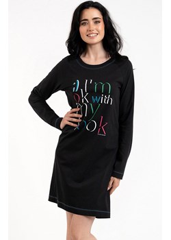 Koszula nocna damska czarna na długi rękaw Olza, Kolor czarny, Rozmiar S, Italian Fashion ze sklepu Intymna w kategorii Koszule nocne - zdjęcie 165018537