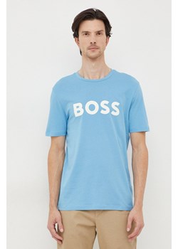 BOSS t-shirt bawełniany BOSS CASUAL kolor niebieski z nadrukiem 50481923 ze sklepu ANSWEAR.com w kategorii T-shirty męskie - zdjęcie 165026178