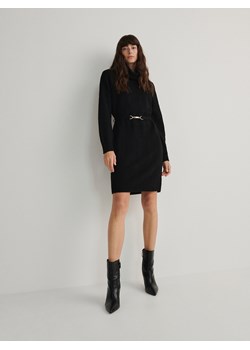 Reserved - Dzianinowa sukienka z paskiem - czarny ze sklepu Reserved w kategorii Sukienki - zdjęcie 165033195