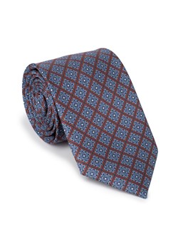 Krawat z jedwabiu we wzory niebiesko-pomarańczowy ze sklepu WITTCHEN w kategorii Krawaty - zdjęcie 165041739