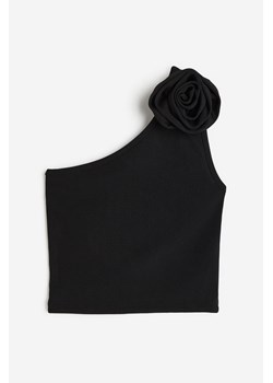 H & M - Top na jedno ramię z aplikacją - Czarny ze sklepu H&M w kategorii Bluzki dziewczęce - zdjęcie 165043269