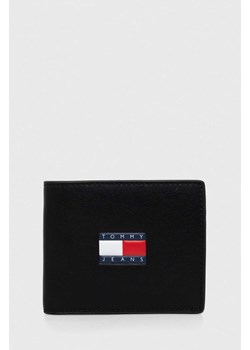 Tommy Jeans portfel skórzany męski kolor czarny ze sklepu ANSWEAR.com w kategorii Portfele męskie - zdjęcie 165045098