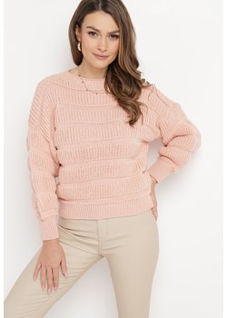 Różowy Sweter o Krótkim Fasonie z Luźnymi Rękawami Hejlla ze sklepu Born2be Odzież w kategorii Swetry damskie - zdjęcie 165045448