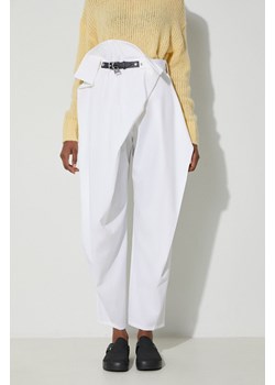 JW Anderson spodnie z domieszką wełny kolor biały szerokie high waist TR0295.PG0865 ze sklepu PRM w kategorii Spodnie damskie - zdjęcie 165050288