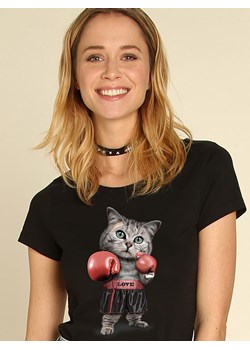 WOOOP Koszulka &quot;Boxing Cat&quot; w kolorze czarnym ze sklepu Limango Polska w kategorii Bluzki damskie - zdjęcie 165096247