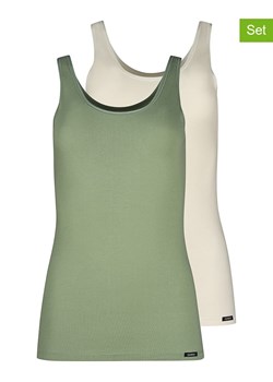 Skiny Podkoszulki (2 szt.) w kolorze zielonym i kremowym ze sklepu Limango Polska w kategorii Bluzki damskie - zdjęcie 165096779
