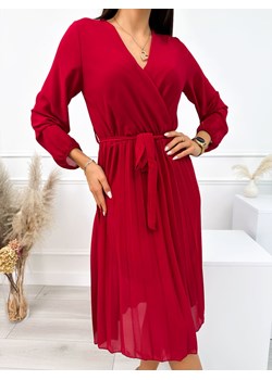 Czerwona Plisowana Sukienka z Paseczkiem ze sklepu ModnaKiecka.pl w kategorii Sukienki - zdjęcie 165097719