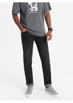 Spodnie męskie jeansowe STRAIGHT LEG - czarne V1 OM-PADP-0133 ze sklepu ombre w kategorii Jeansy męskie - zdjęcie 165099646