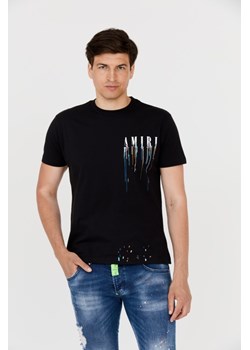 AMIRI T-shirt czarny z efektem kolorowej farby, Wybierz rozmiar XXL ze sklepu outfit.pl w kategorii T-shirty męskie - zdjęcie 165140518