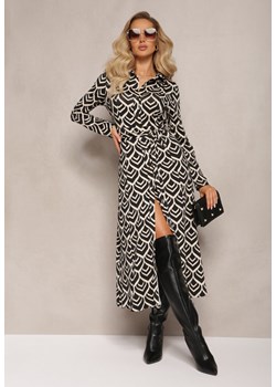 Czarna Koszulowa Sukienka Maxi w Geometryczny Wzór Suvve ze sklepu Renee odzież w kategorii Sukienki - zdjęcie 165143146
