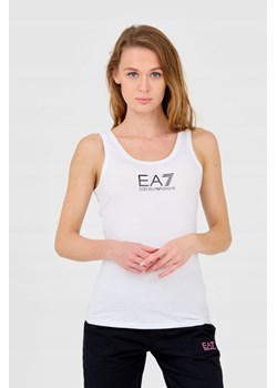 EA7 Top biały na ramiączka z czarnym logo, Wybierz rozmiar L ze sklepu outfit.pl w kategorii Bluzki damskie - zdjęcie 165152119