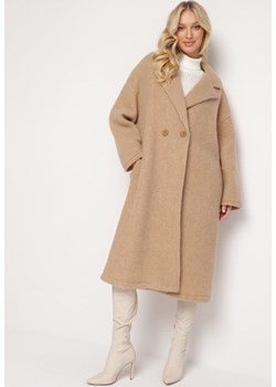 Beżowy Płaszcz Oversize Jednorzędowy Gardalena ze sklepu Born2be Odzież w kategorii Płaszcze damskie - zdjęcie 165152269