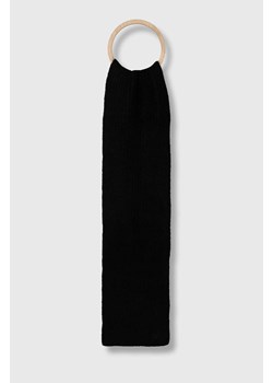 Superdry szalik z domieszką wełny kolor czarny gładki ze sklepu ANSWEAR.com w kategorii Szaliki i chusty damskie - zdjęcie 165160606